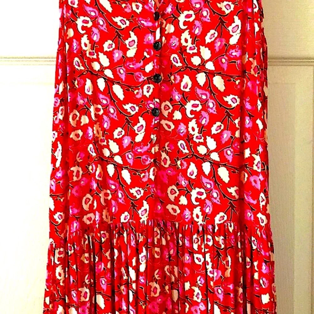 EUC- R Vivimos Summer Sleeveless Floral Print Button Up Bohemian Flowy Maxi - Picture 7 of 14